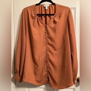 Nine West Rust Button-Down Blouse